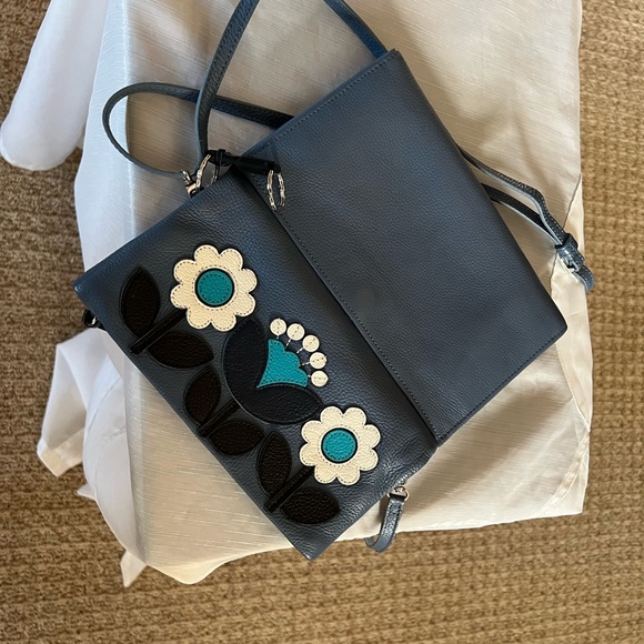 Blue cross body Brighton purse with flowers - Picture 3 of 4